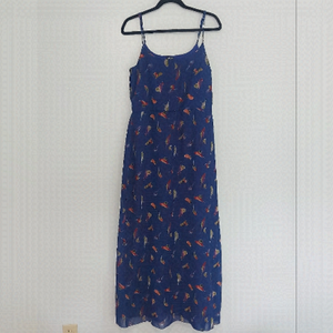 BLUE Dress large birds 100% poly